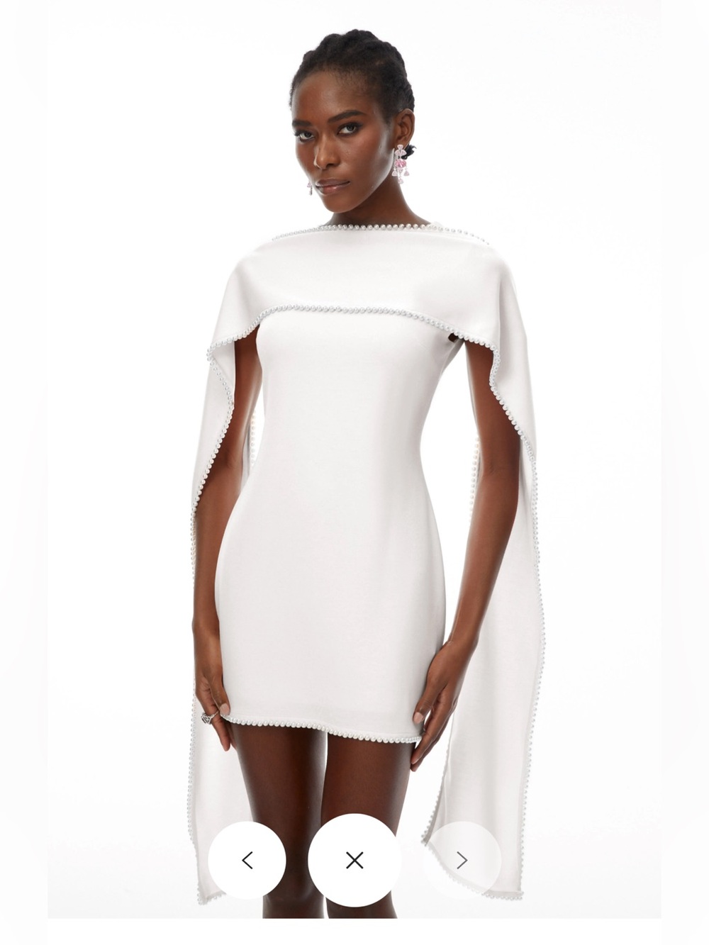 Miss rosier Piroska White Sleeveless Pearl Trim Mini Dress